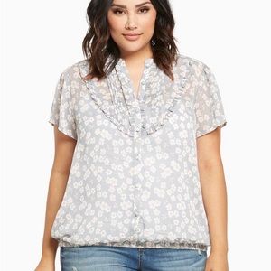 Floral Print Chiffon Ruffle Banded Bottom Top Size 4 4x